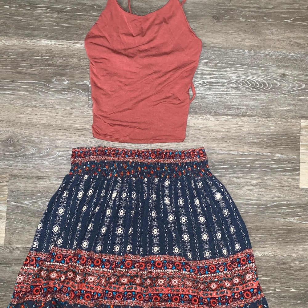 Boho skirt & crop top outfit